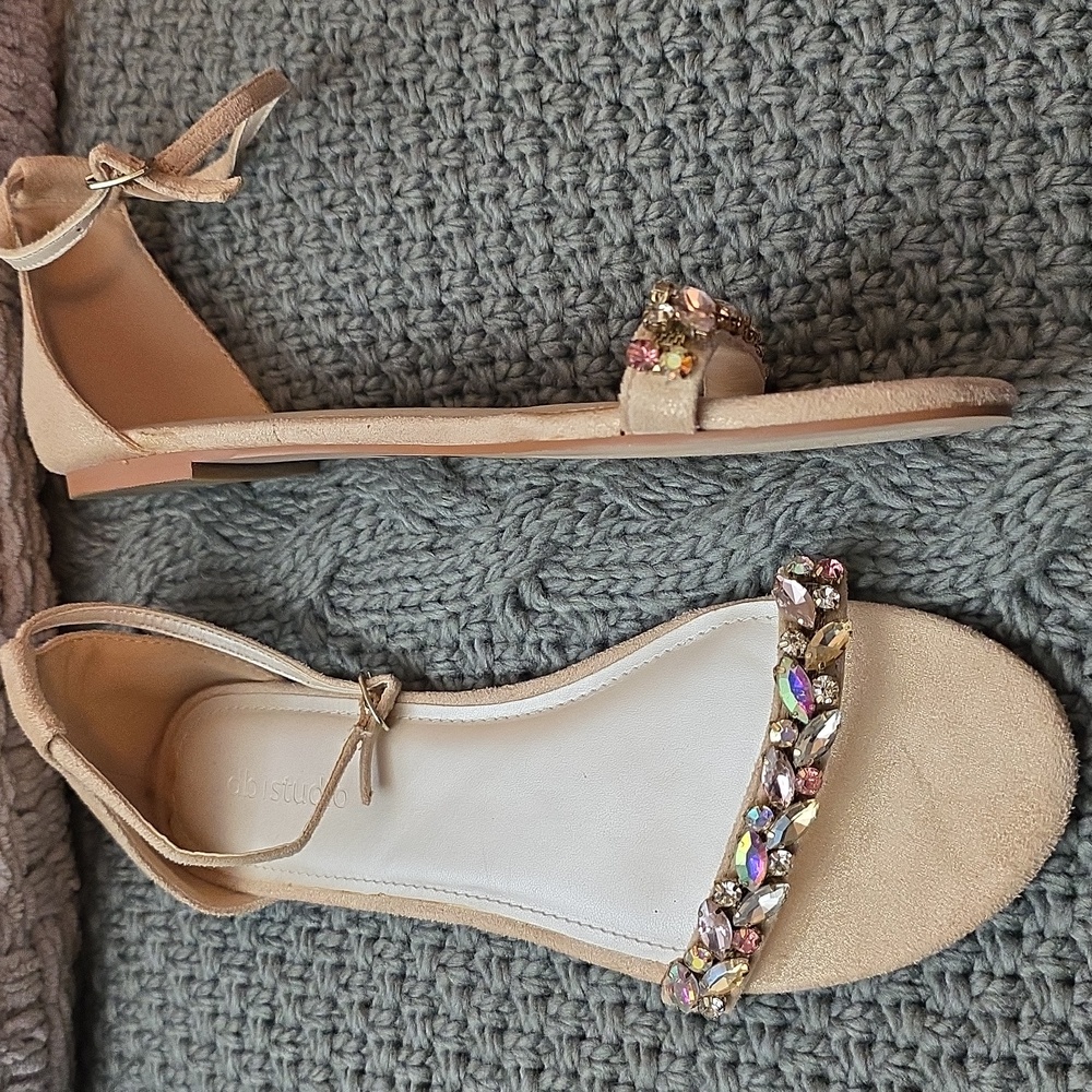 David's Bridal Embellished Ankle Flat / Size 9